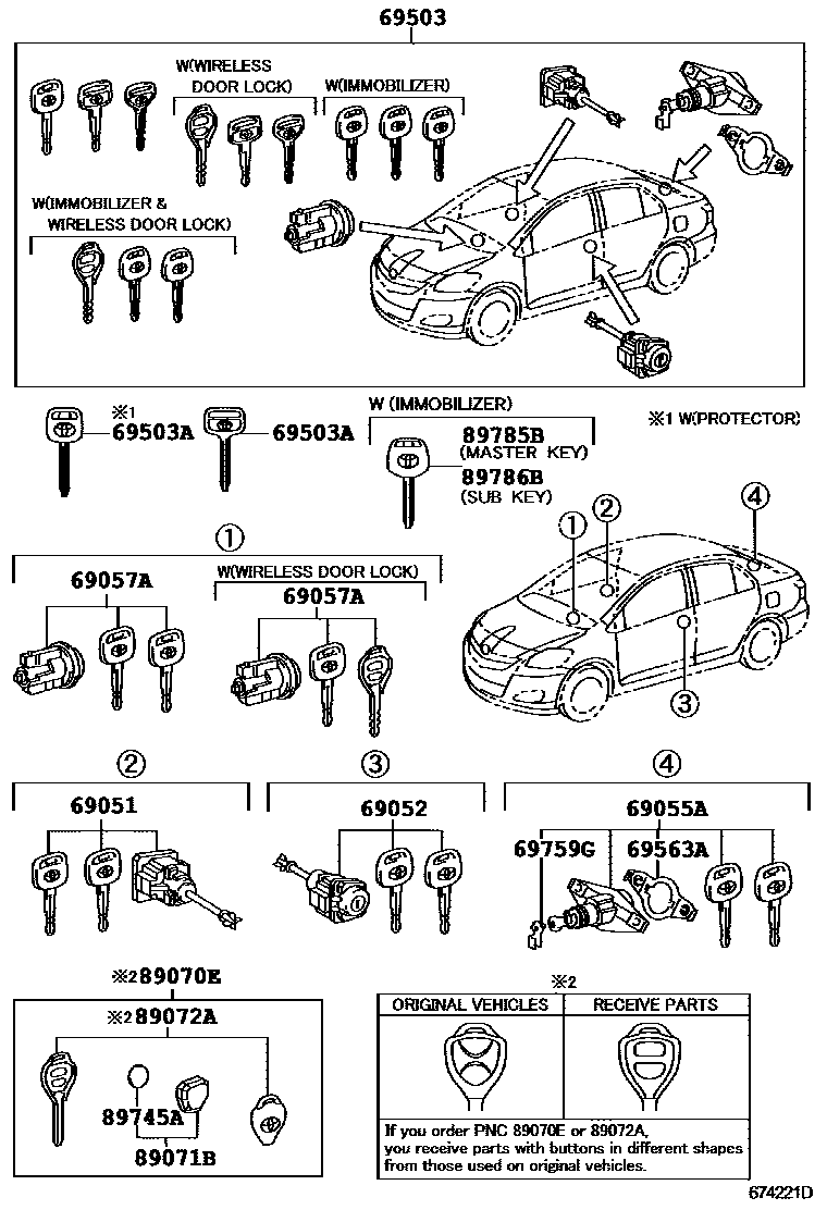 Toyota YARIS 锁芯组件 EPC diagram — 674221D