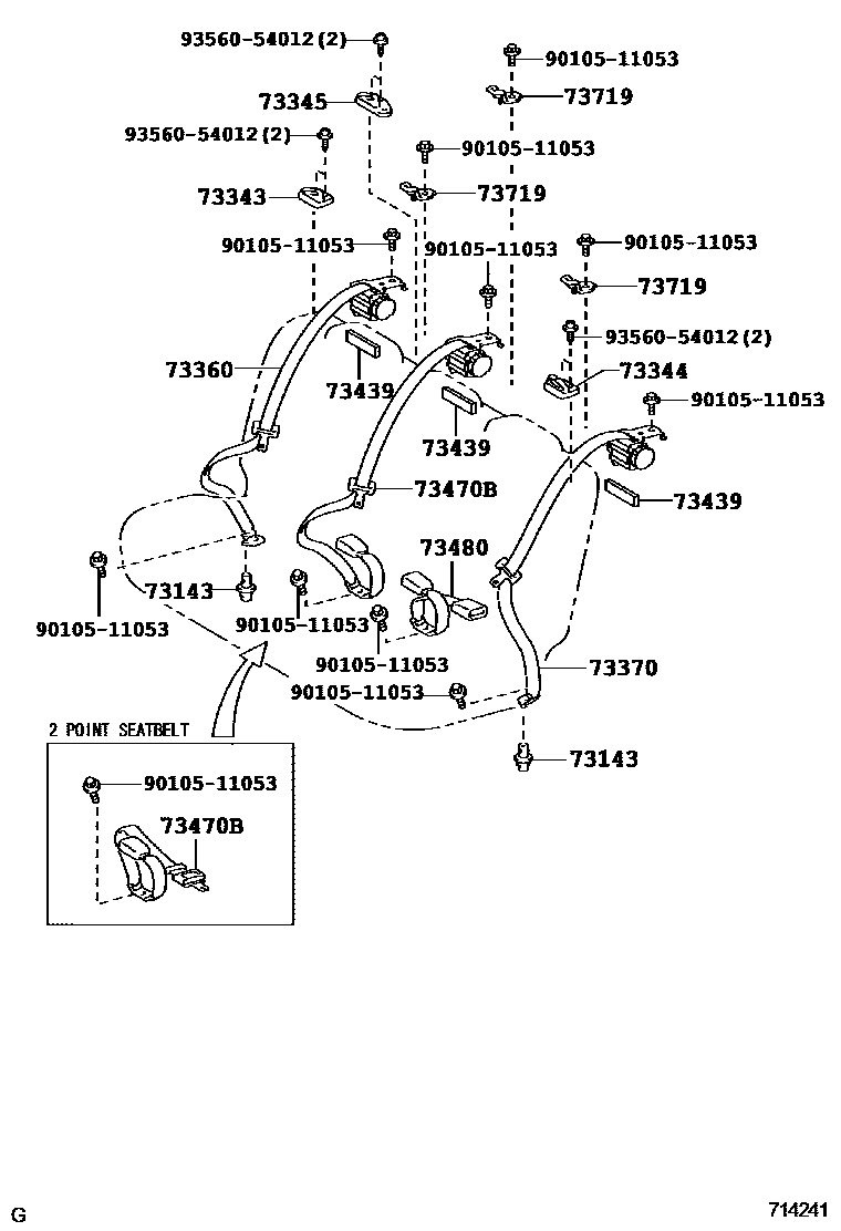 Toyota YARIS 安全带和儿童保护座椅 EPC diagram — 714241