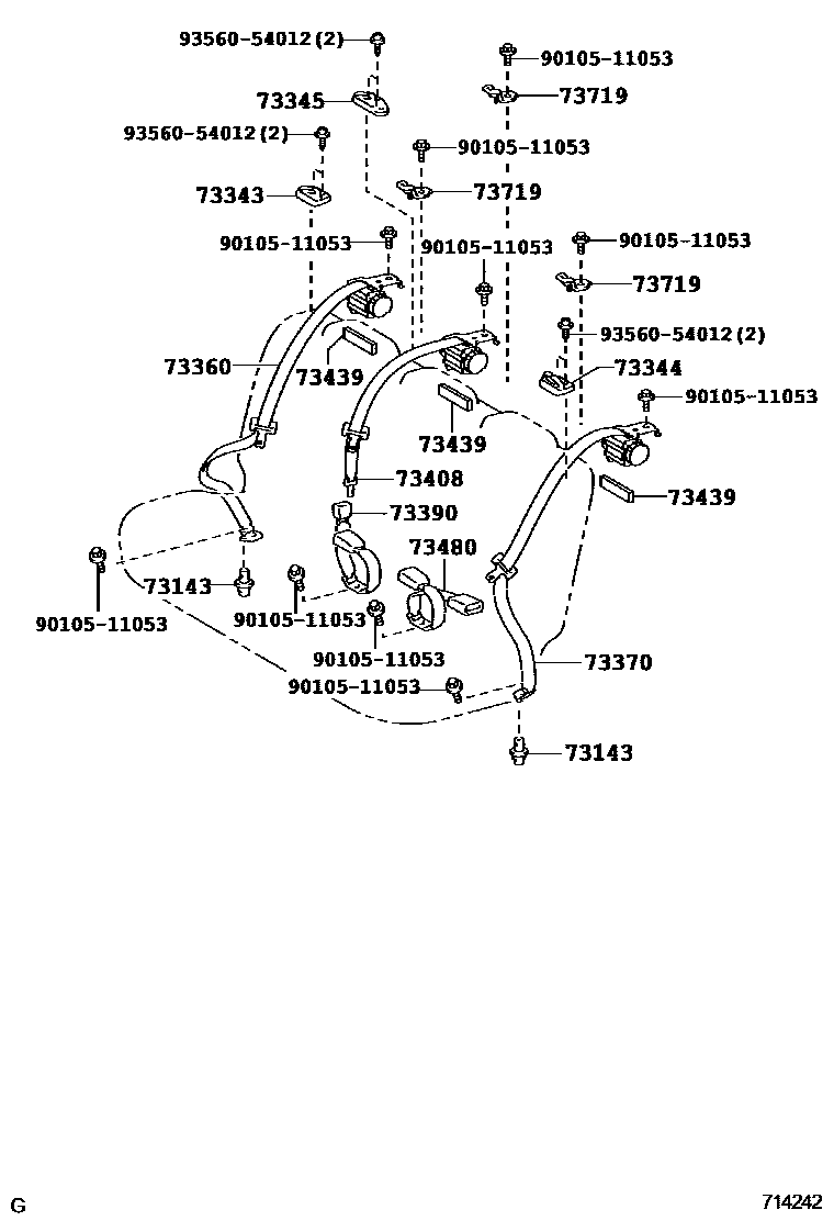 Toyota YARIS 安全带和儿童保护座椅 EPC diagram — 714242
