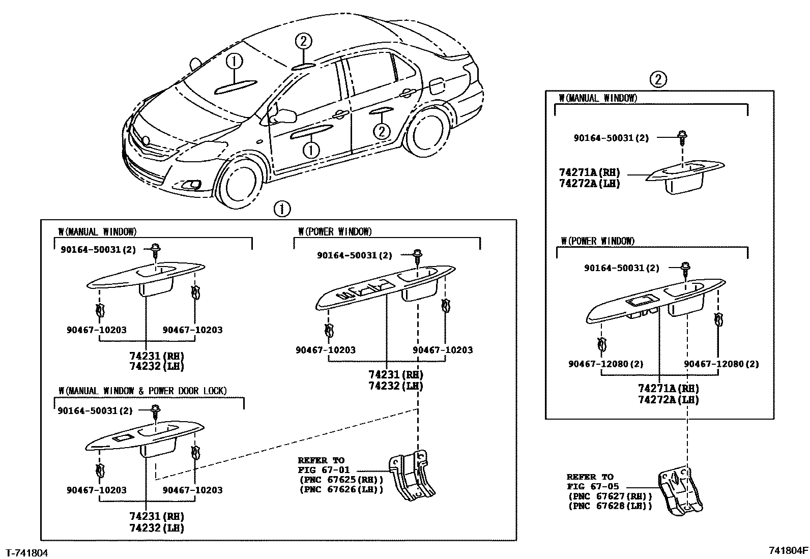 Toyota YARIS 扶手和遮阳板 EPC diagram — 741804F