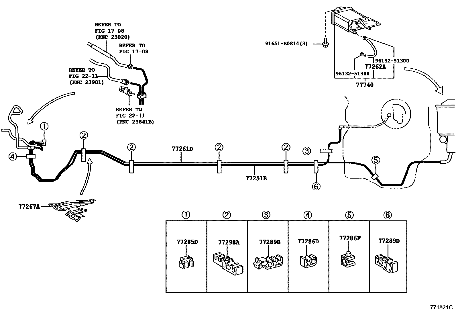 Toyota YARIS 燃油箱和燃油管 EPC diagram — 771821C