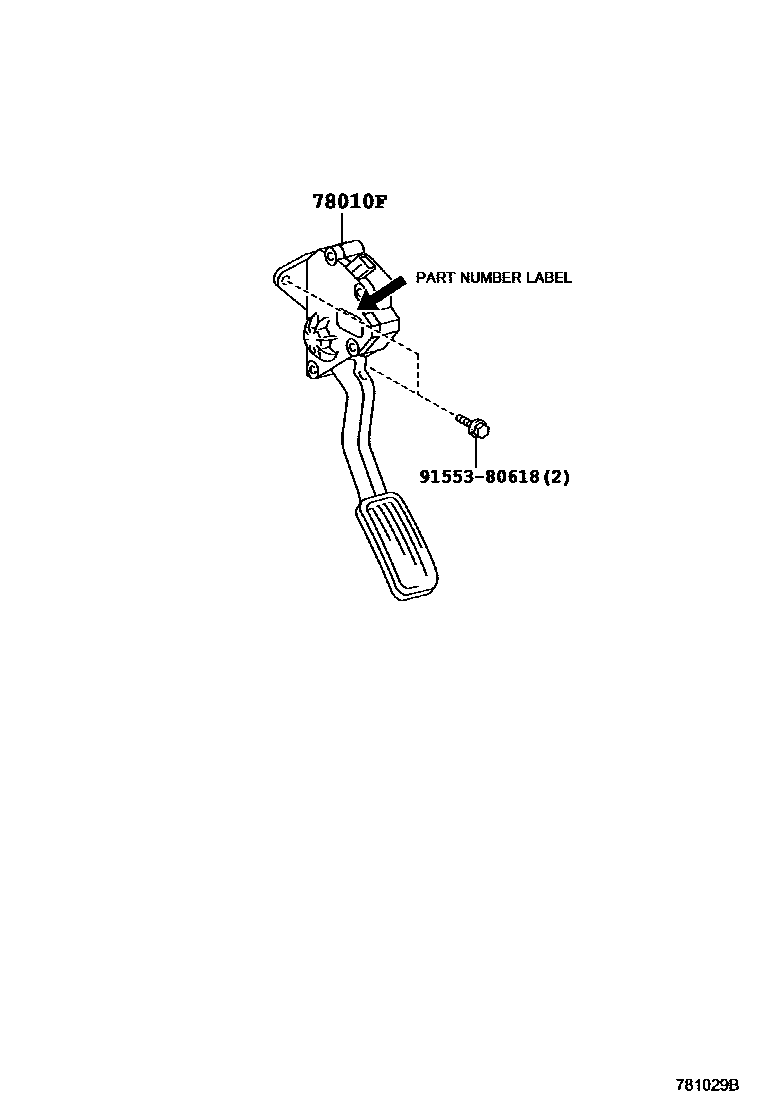 Toyota YARIS accelerator pedal connecting rod EPC diagram — 781029B