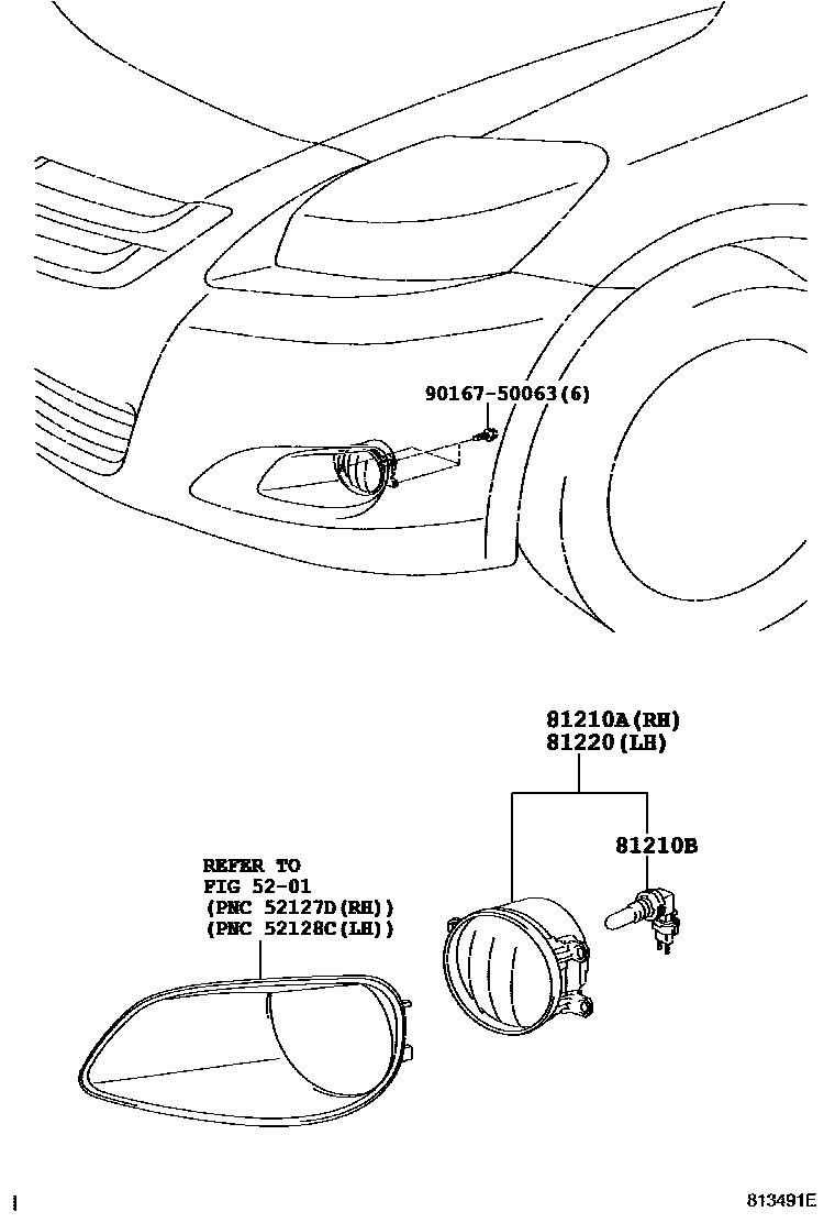 Toyota YARIS Fog Lamp EPC diagram — 813491E