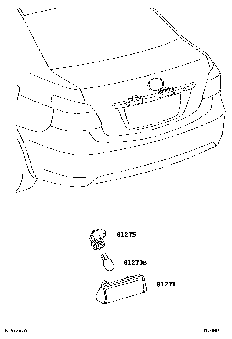 Toyota YARIS 后牌照灯 EPC diagram — 813496