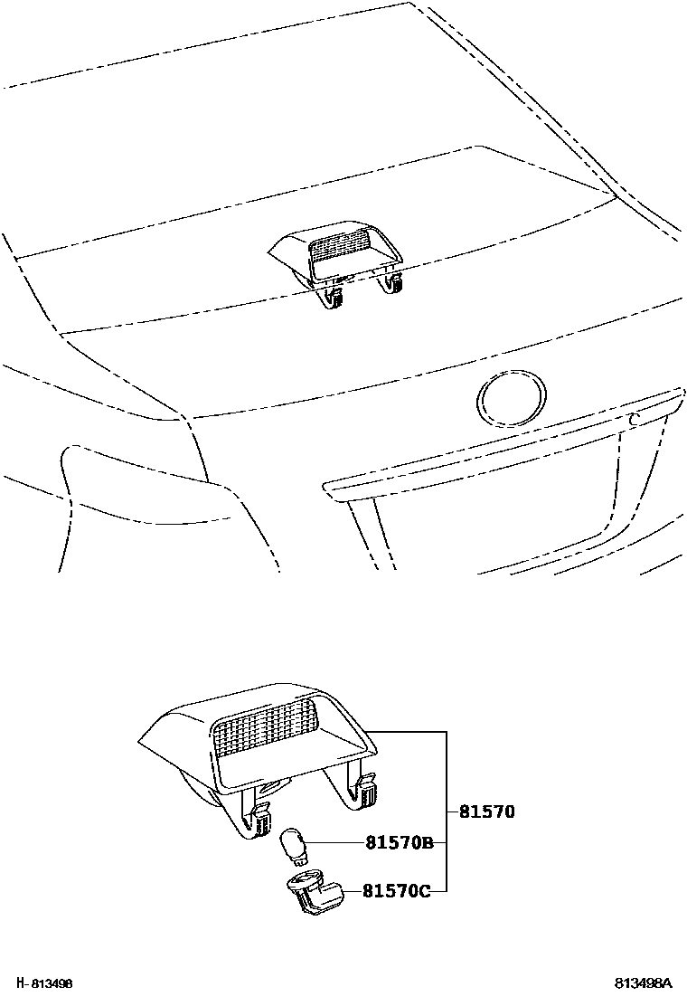 Toyota YARIS 高位刹车灯 EPC diagram — 813498A