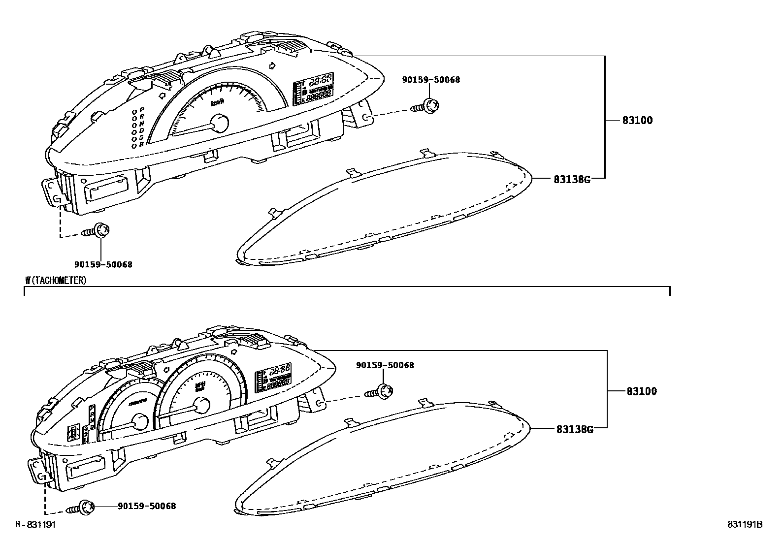 Toyota YARIS 仪表 EPC diagram — 831191B