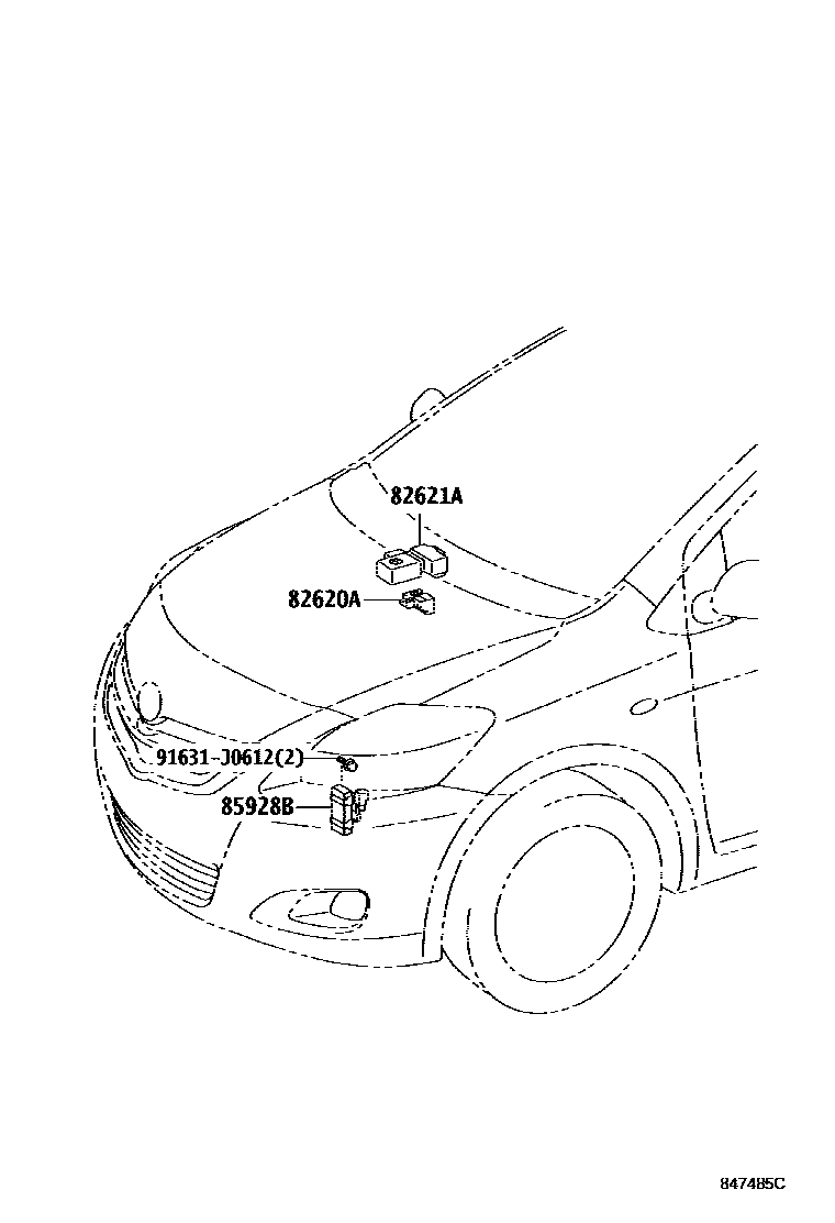Toyota YARIS 开关和继电器和ECU EPC diagram — 847485C