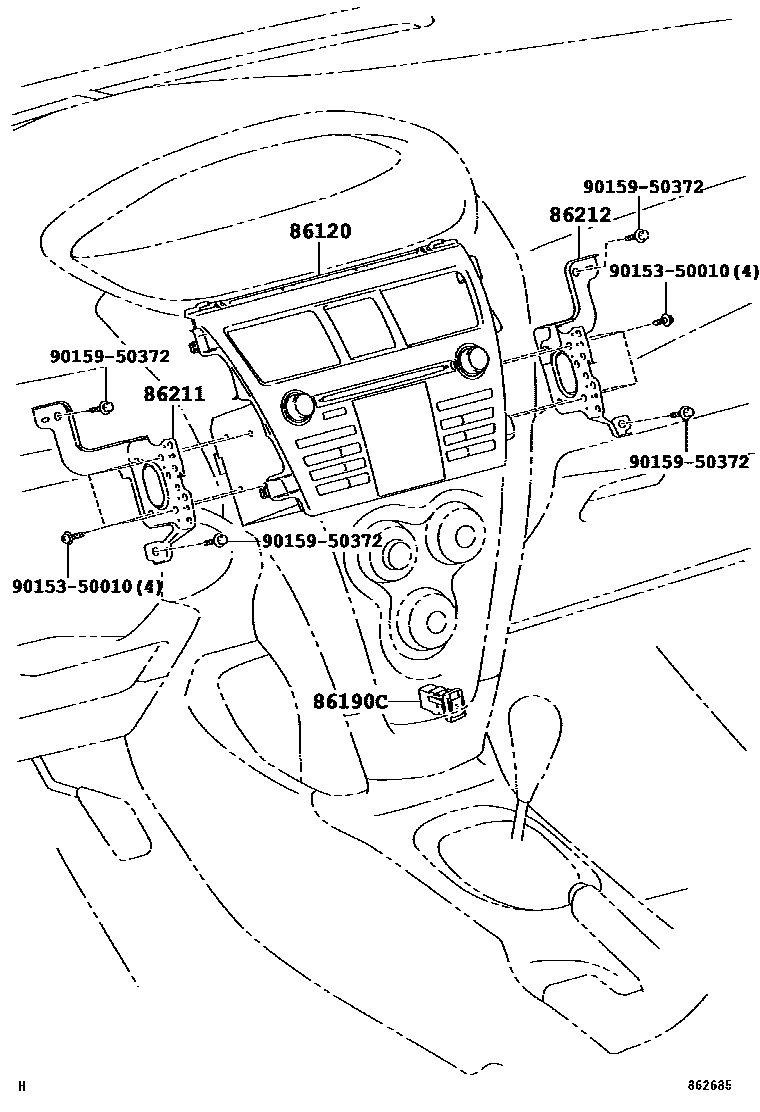Toyota YARIS 收音机、放大器和冷凝器 EPC diagram — 862685