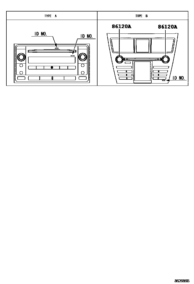Toyota YARIS 收音机、放大器和冷凝器 EPC diagram — 862686B