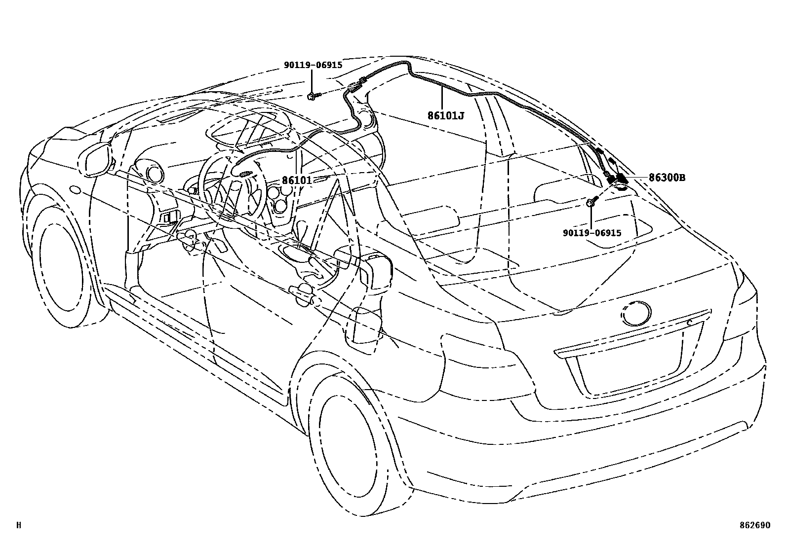 Toyota YARIS antenna EPC diagram — 862690
