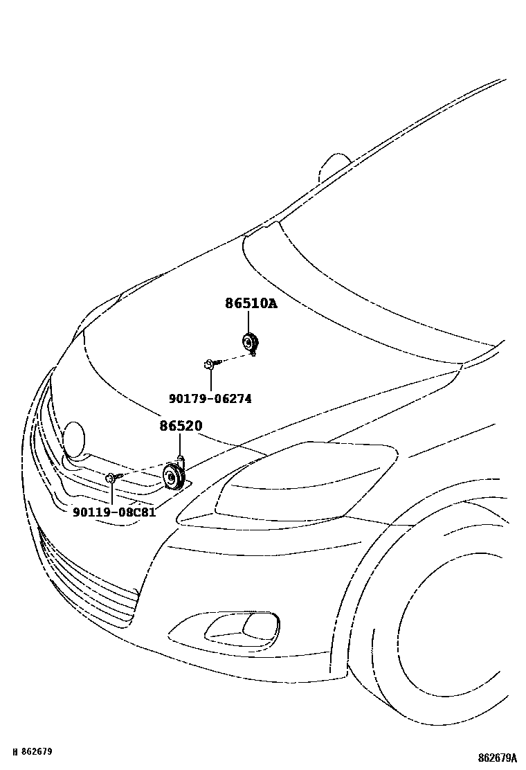 Toyota YARIS 喇叭 EPC diagram — 862679A