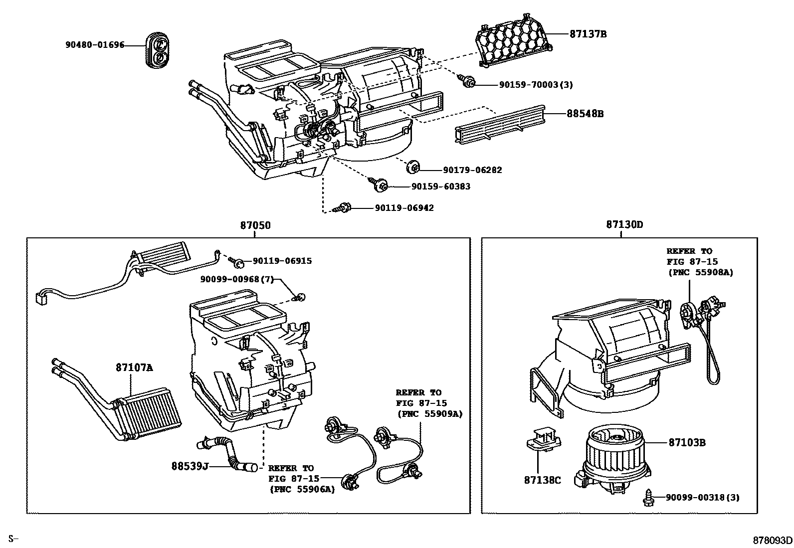 Toyota YARIS 暖风和空调系统 - 冷却器组件 EPC diagram — 878093D