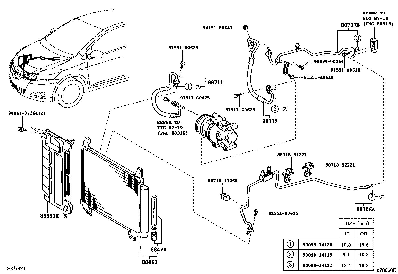 Toyota YARIS Heating & Air Conditioning - Cooler Piping EPC diagram — 878060E