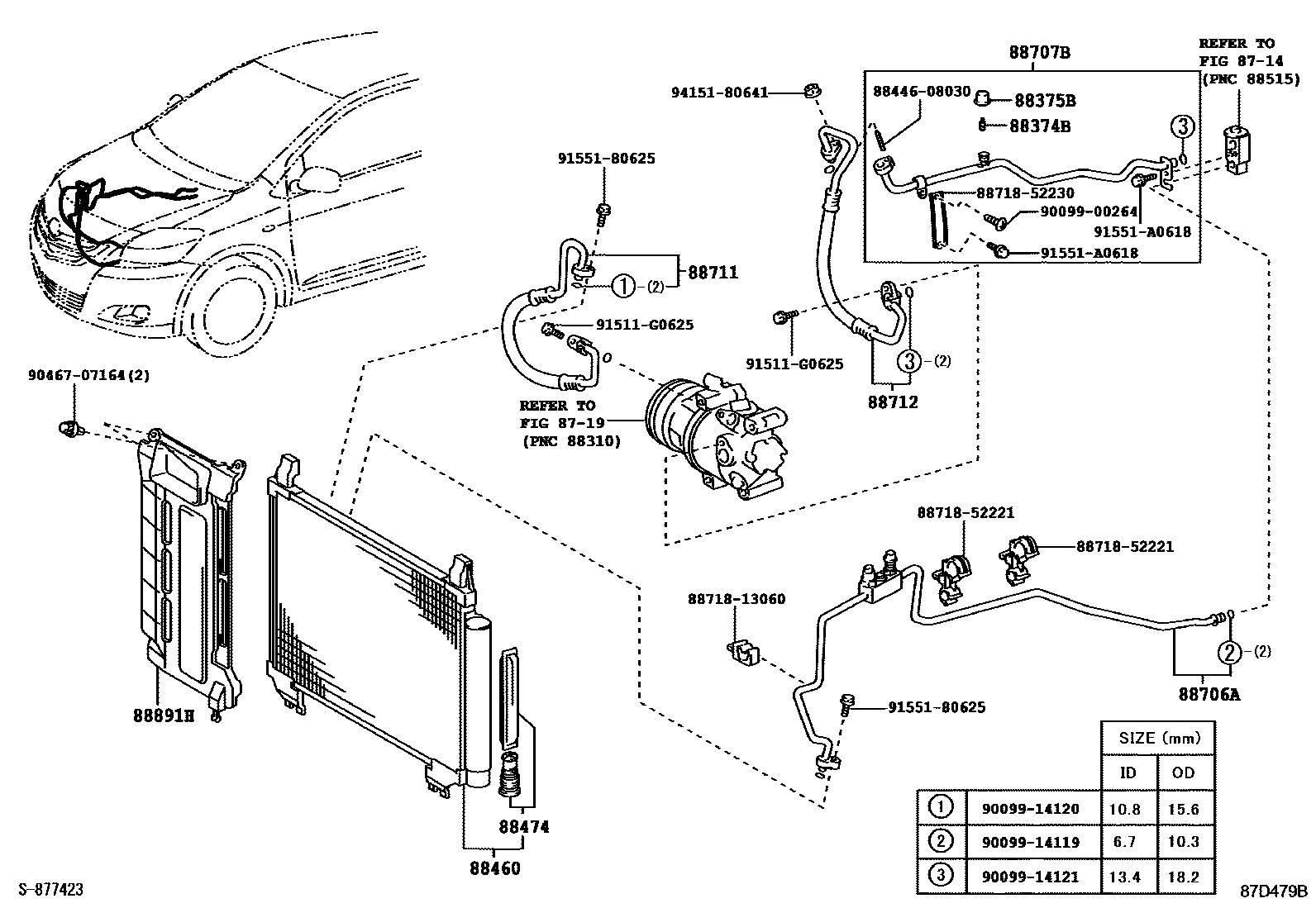 Toyota YARIS Heating & Air Conditioning - Cooler Piping EPC diagram — 87D479B