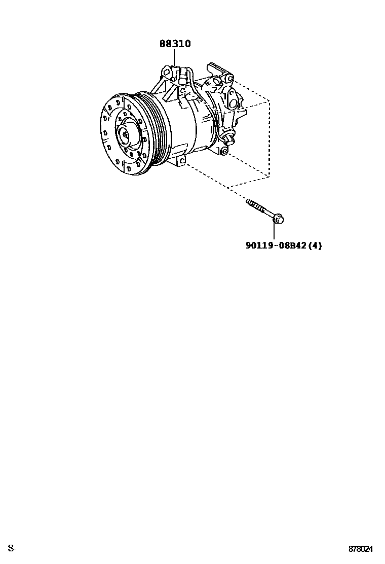 Toyota YARIS Heating & Air Conditioning - Compressor EPC diagram — 878024