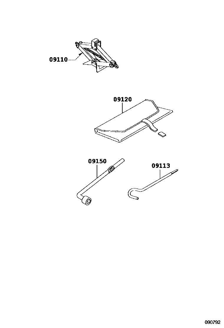 Toyota YARIS Standard Tools EPC diagram — 090792