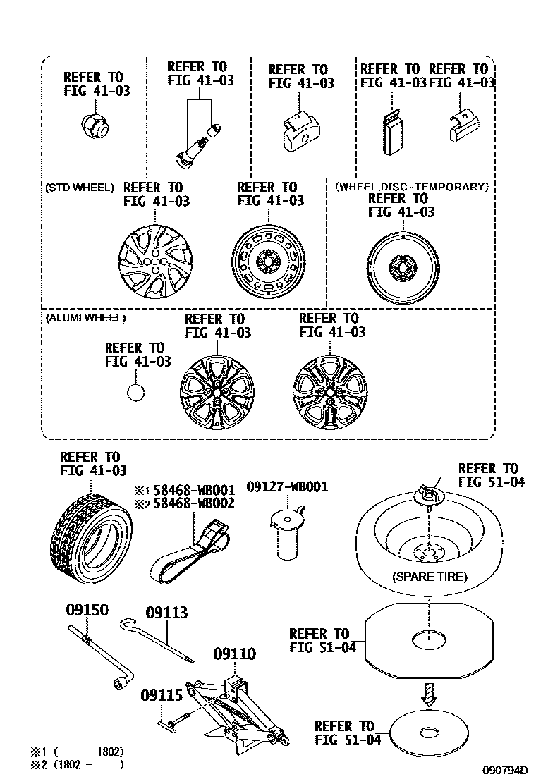 Toyota YARIS Standard Tools EPC diagram — 090794D