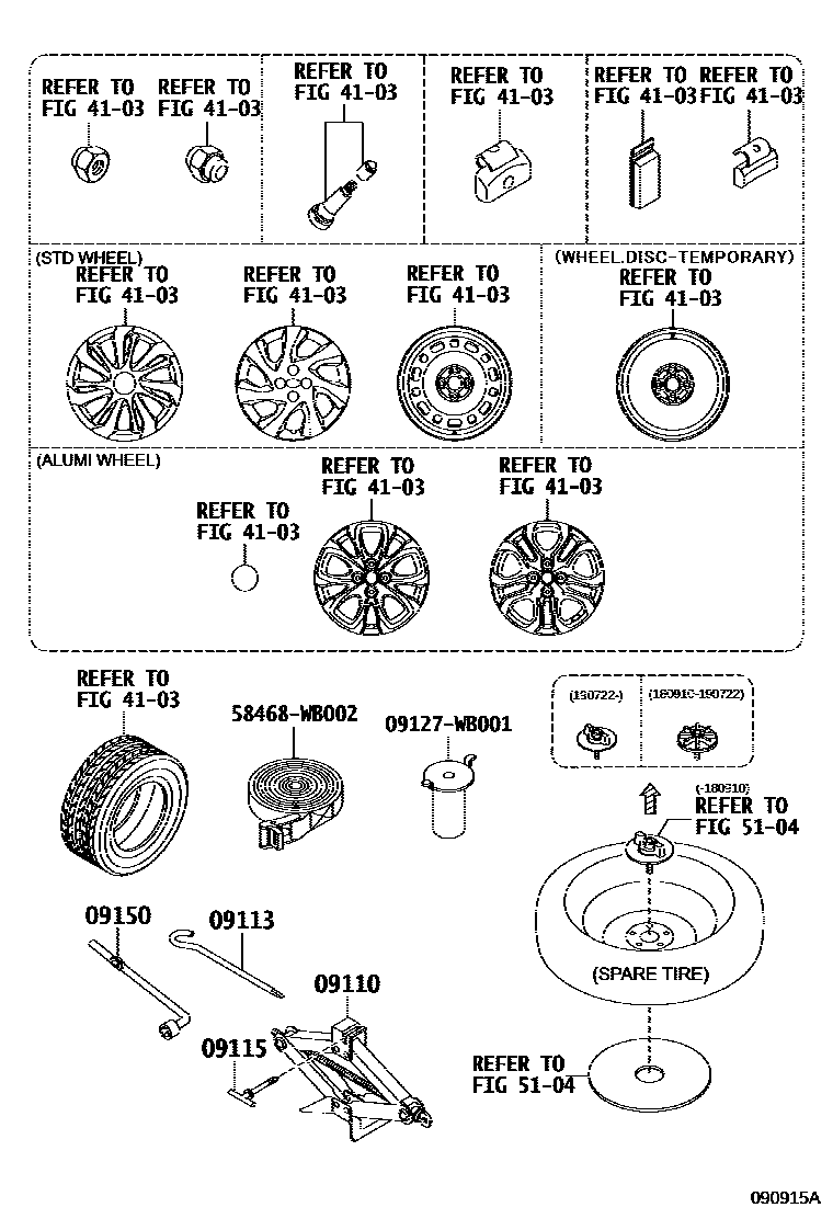 Toyota YARIS Standard Tools EPC diagram — 090915A