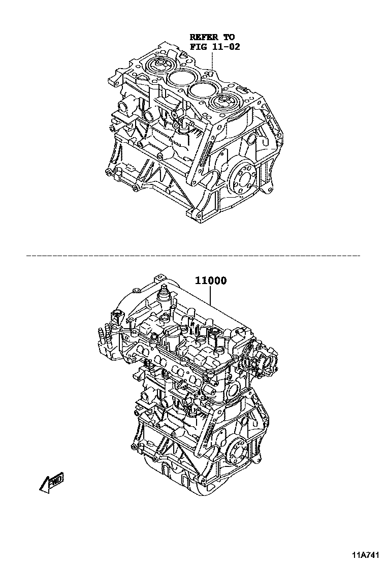 Toyota YARIS Partial Engine Assembly EPC diagram — 11A741