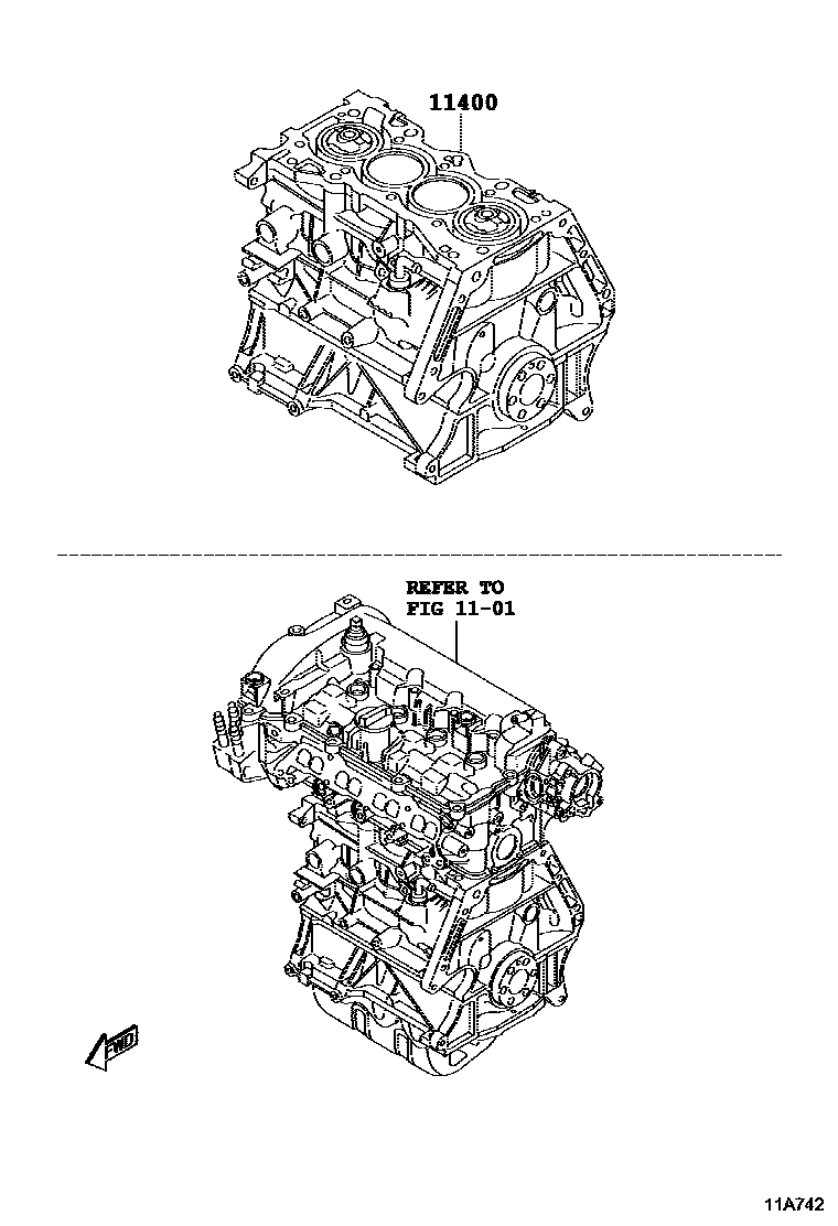 Toyota YARIS Short Block Assembly EPC diagram — 11A742