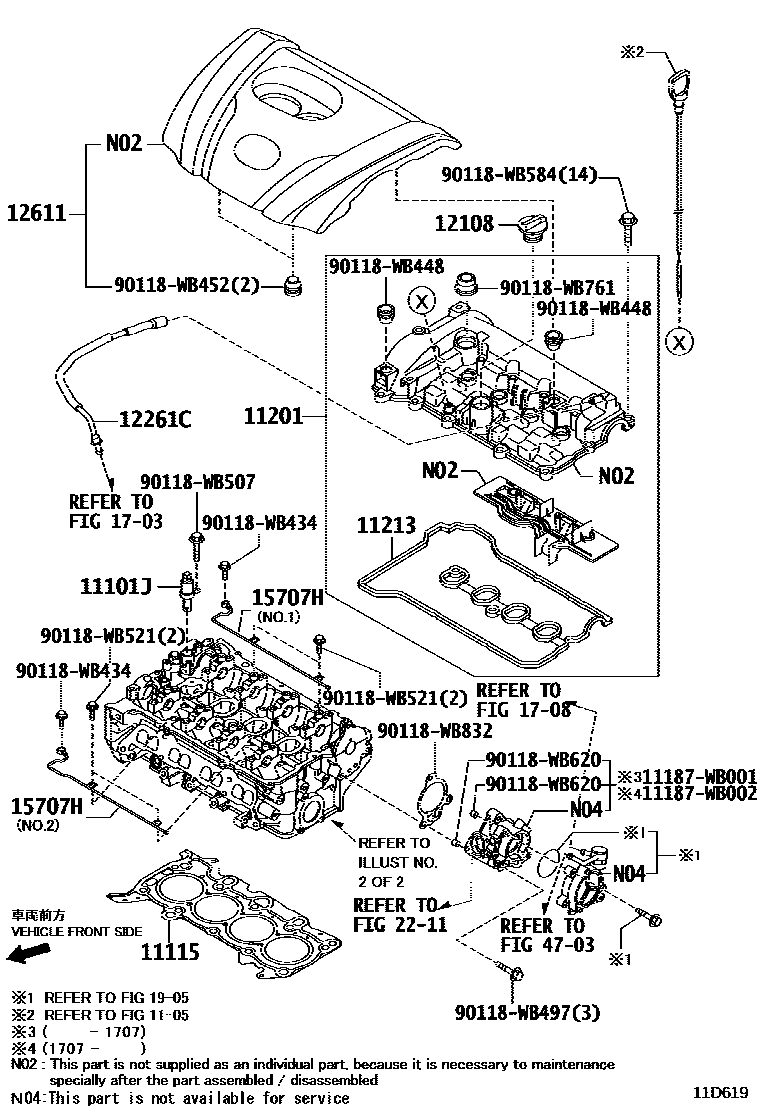 Toyota YARIS Cylinder Head EPC diagram — 11D619