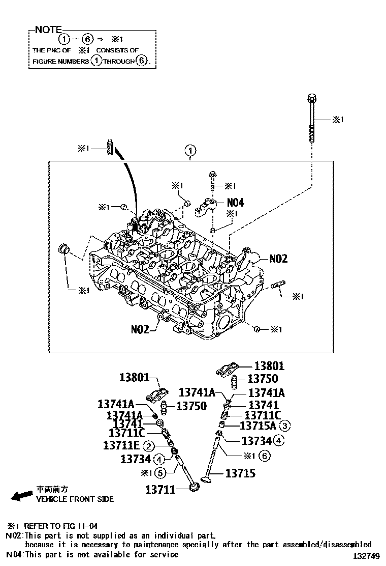 Toyota YARIS Camshaft & Valve EPC diagram — 132749