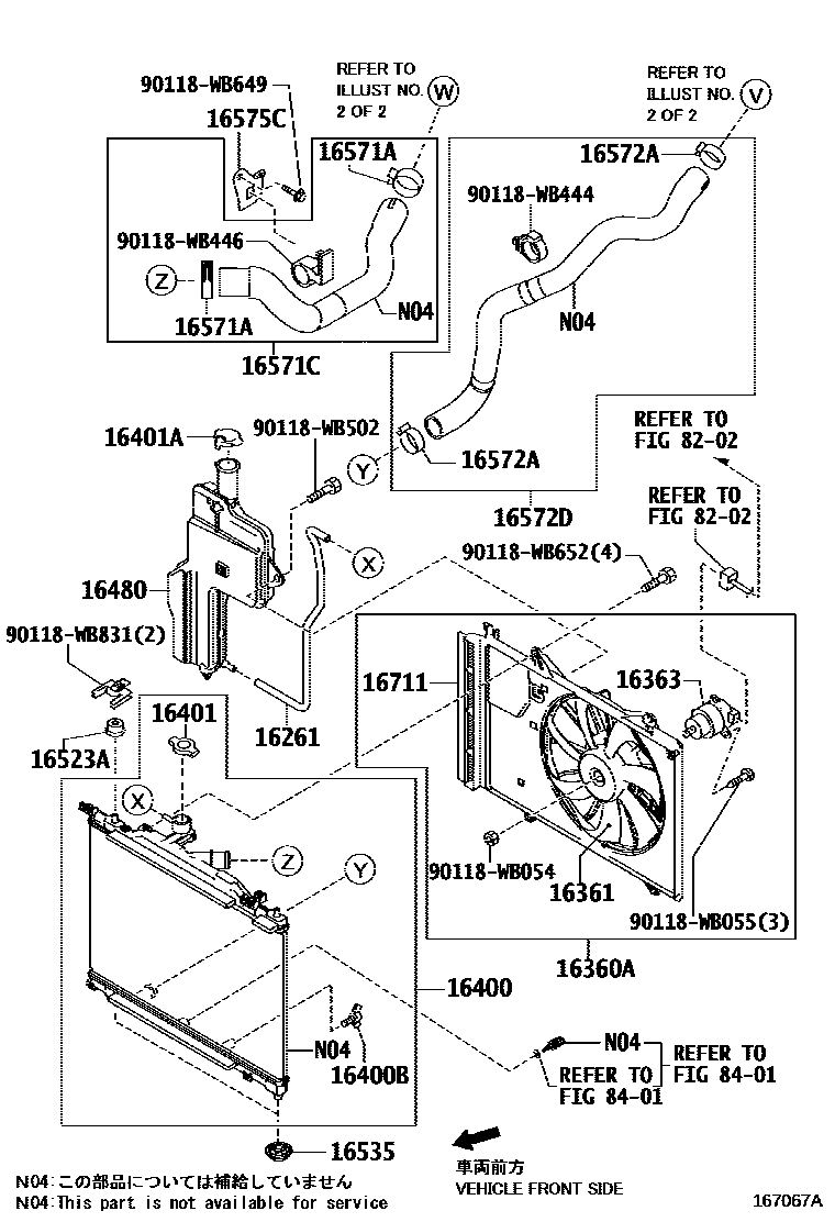 Toyota YARIS RADIATOR & WATER OUTLET EPC diagram — 167067A