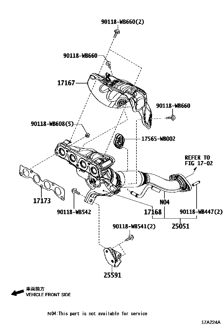 Toyota YARIS Manifold EPC diagram — 17A224A