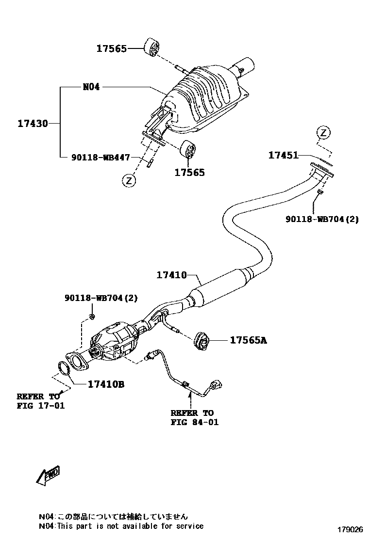 Toyota YARIS Exhaust Pipe EPC diagram — 179026