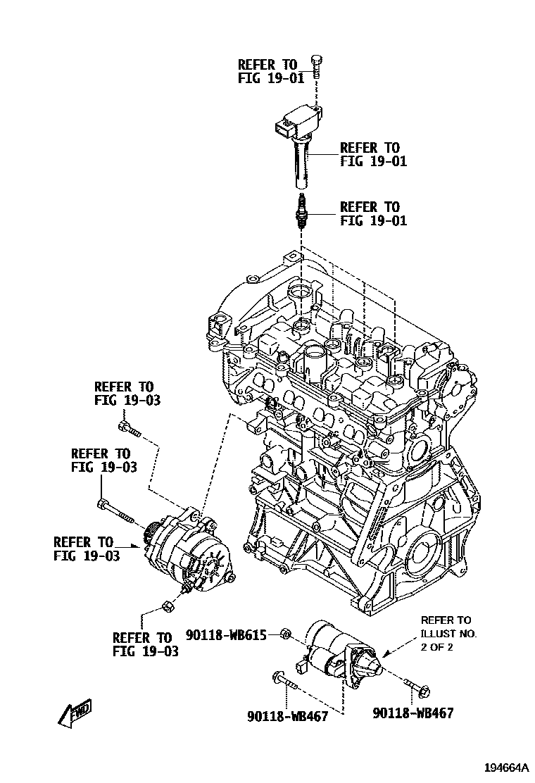 Toyota YARIS 起动机 EPC diagram — 194664A