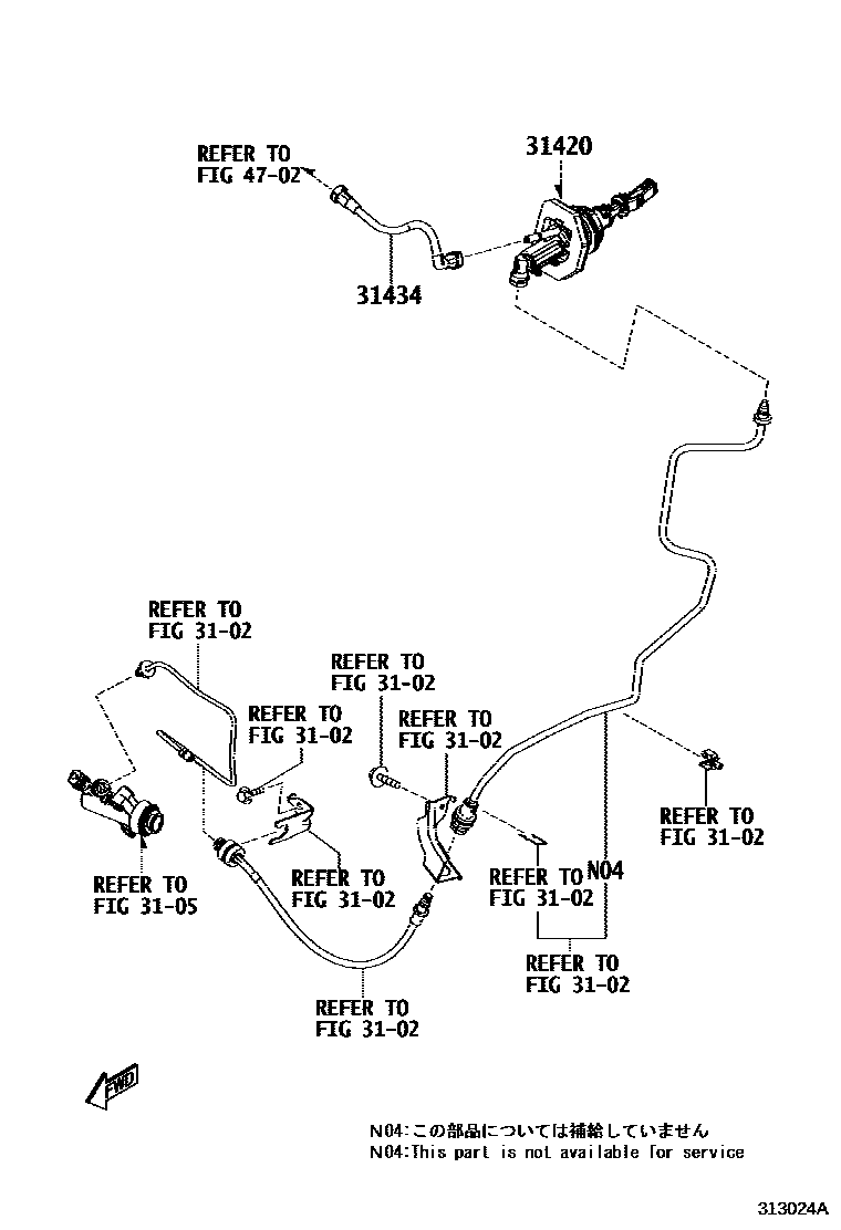 Toyota YARIS 离合器总泵 EPC diagram — 313024A