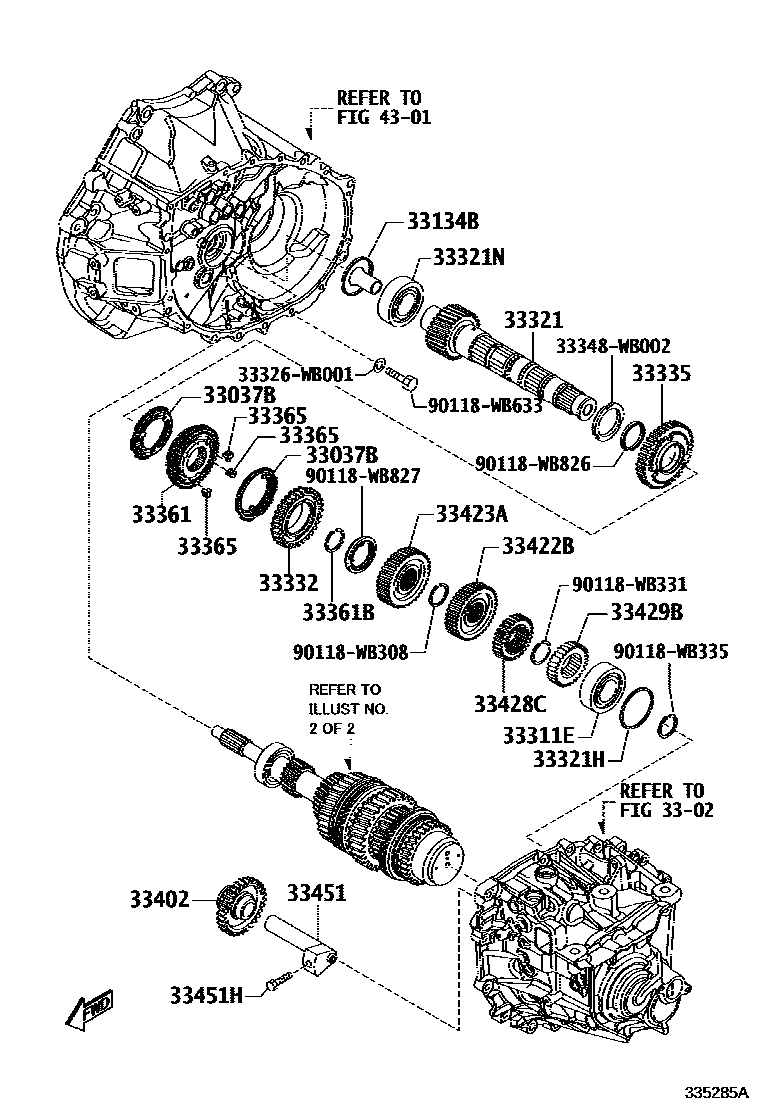 Toyota YARIS 变速器齿轮(MTM) EPC diagram — 335285A