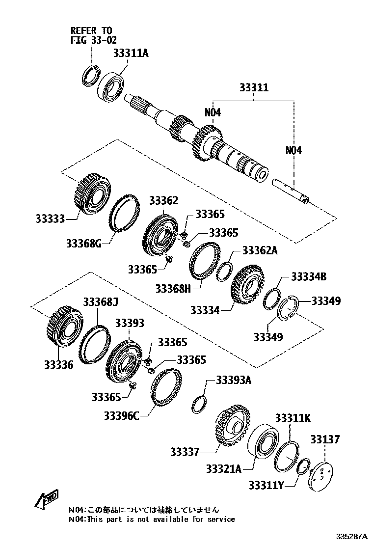 Toyota YARIS 变速器齿轮(MTM) EPC diagram — 335287A