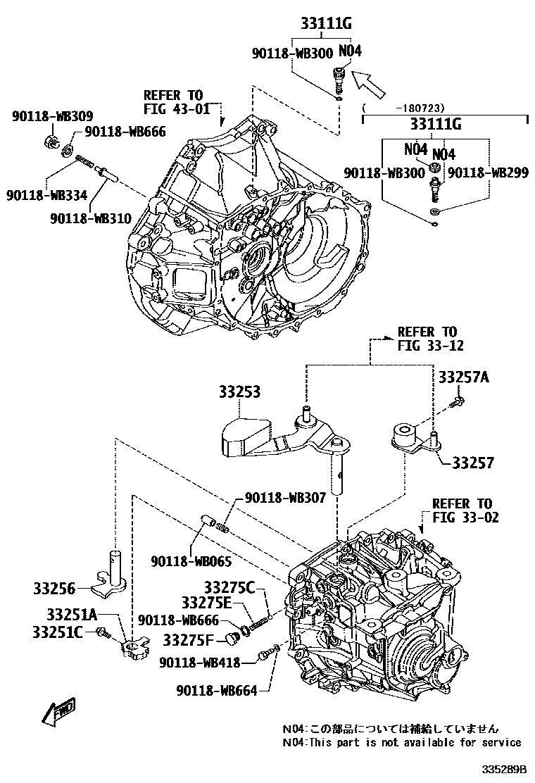 Toyota YARIS 换档拨叉和换档杆轴(MTM) EPC diagram — 335289B