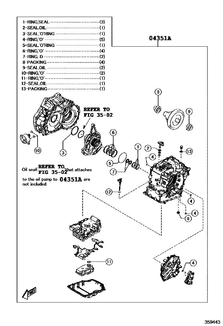 Toyota YARIS 传动桥或变速器总成和衬垫组件(ATM) EPC diagram — 359443