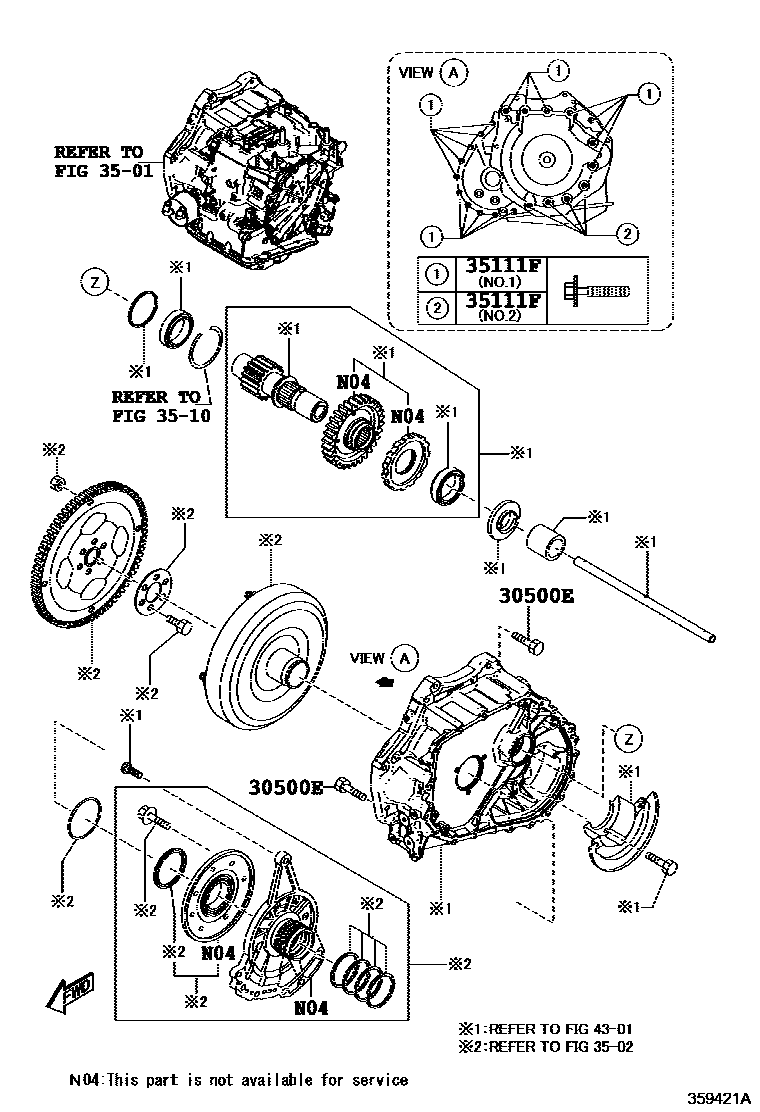 Toyota YARIS 变速器壳和油底壳(ATM) EPC diagram — 359421B
