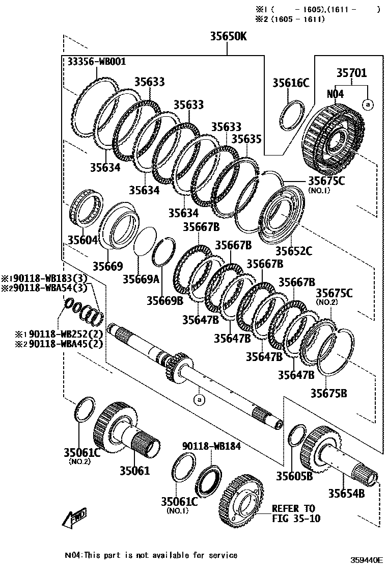 Toyota YARIS 制动带和多片式离合器(ATM) EPC diagram — 359440E