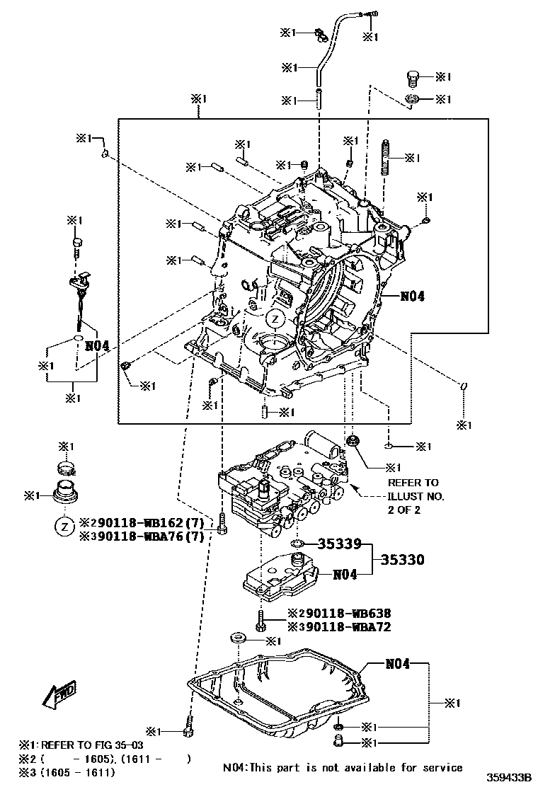 Toyota YARIS 阀体和滤油网(ATM) EPC diagram — 359433B