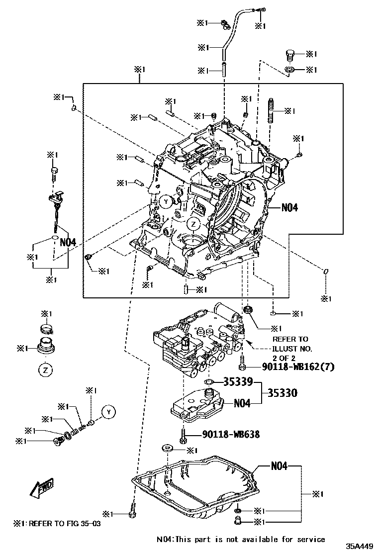 Toyota YARIS 阀体和滤油网(ATM) EPC diagram — 35A449