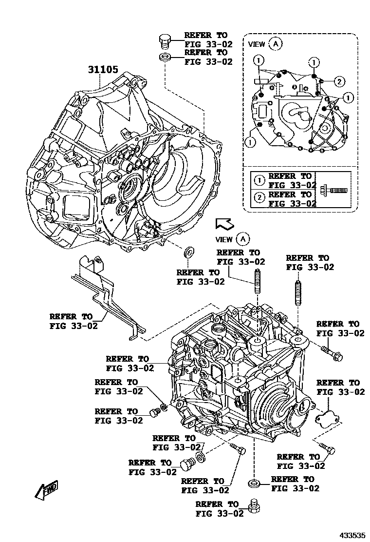 Toyota YARIS 前桥壳和差速器 EPC diagram — 433535