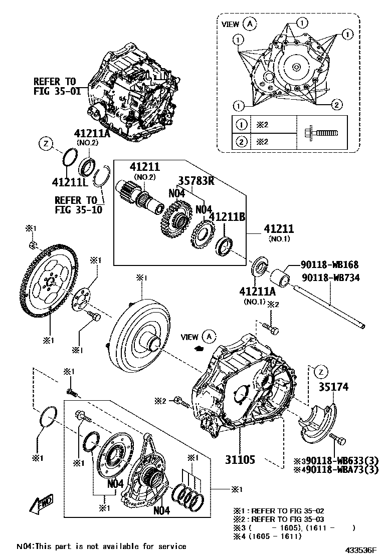 Toyota YARIS 前桥壳和差速器 EPC diagram — 433536F