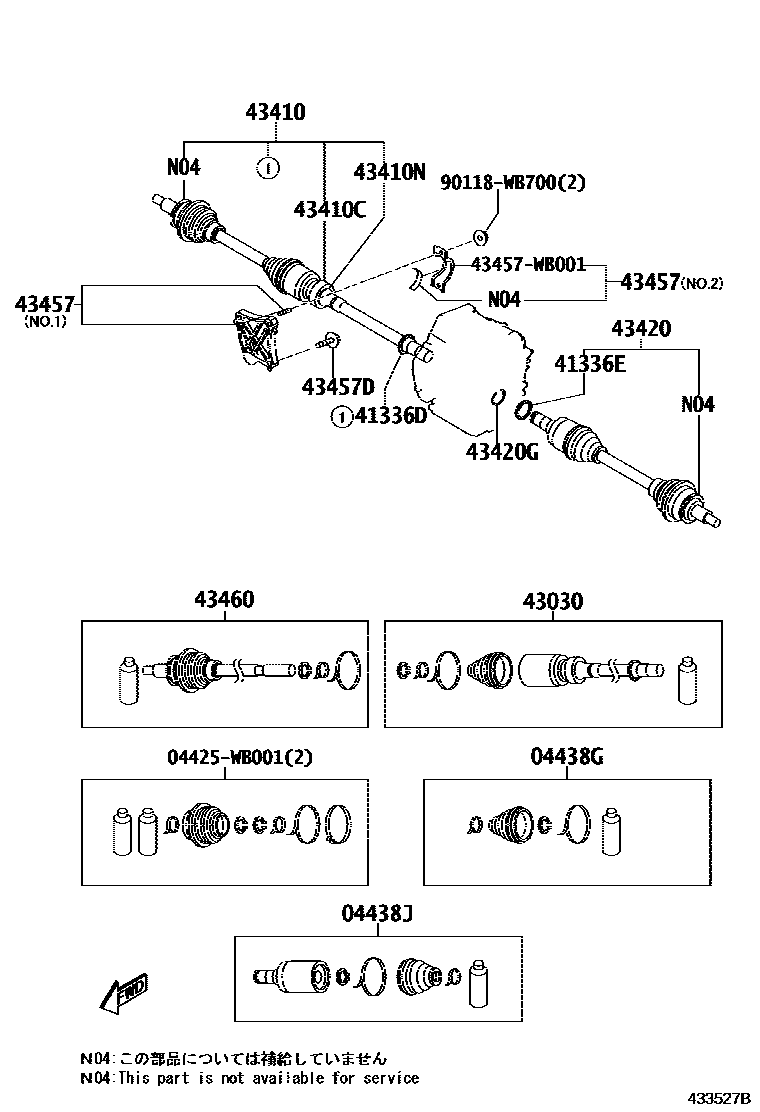 Toyota YARIS Front Drive Shaft EPC diagram — 433527B
