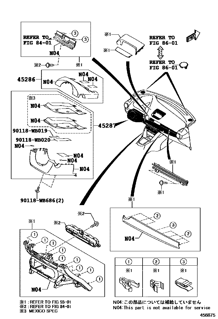 Toyota YARIS Steering Column & Shaft EPC diagram — 456875