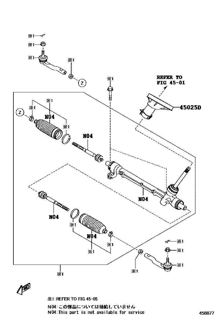Toyota YARIS Steering Column & Shaft EPC diagram — 456877