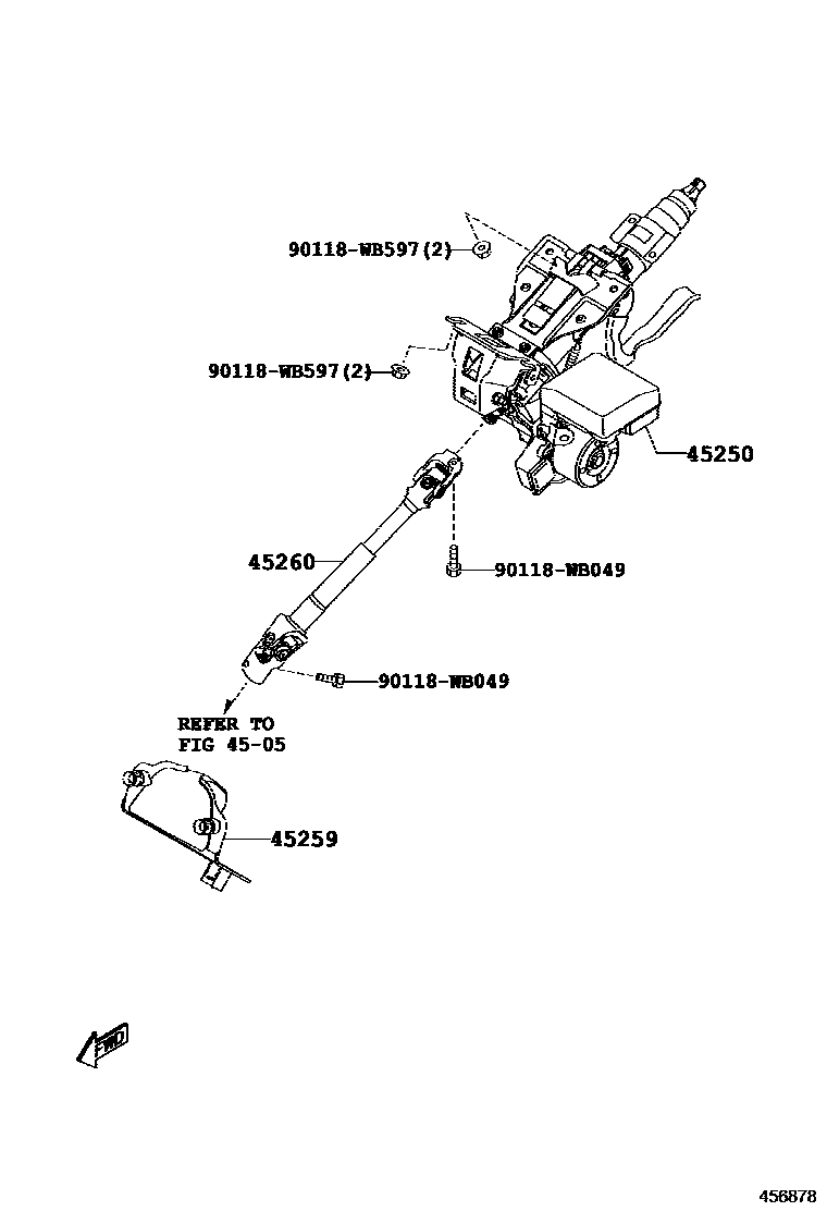 Toyota YARIS Steering Column & Shaft EPC diagram — 456878