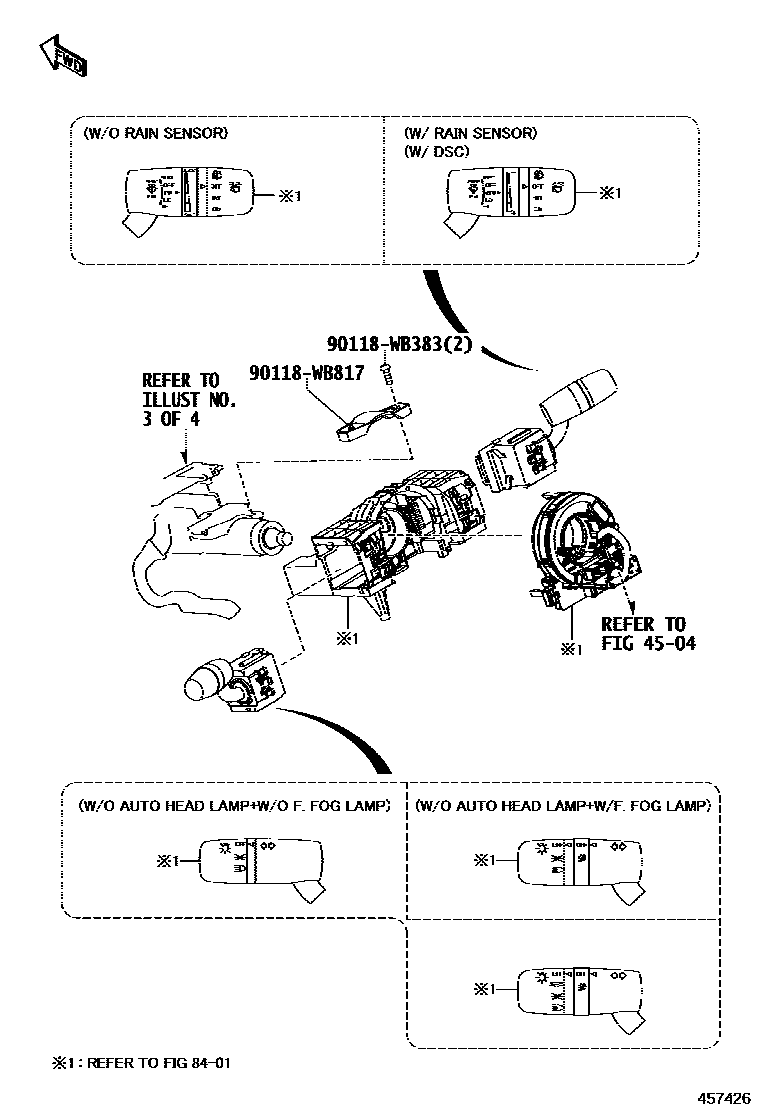 Toyota YARIS Steering Column & Shaft EPC diagram — 457426