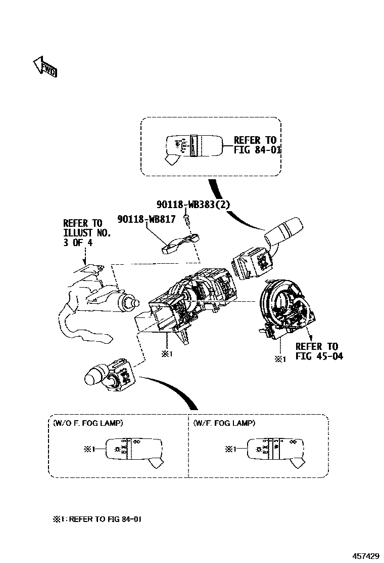 Toyota YARIS Steering Column & Shaft EPC diagram — 457429