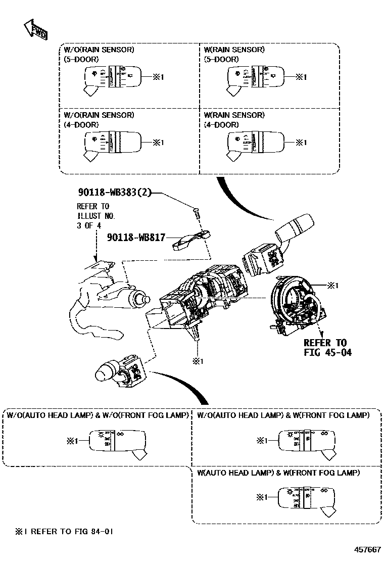 Toyota YARIS Steering Column & Shaft EPC diagram — 457667