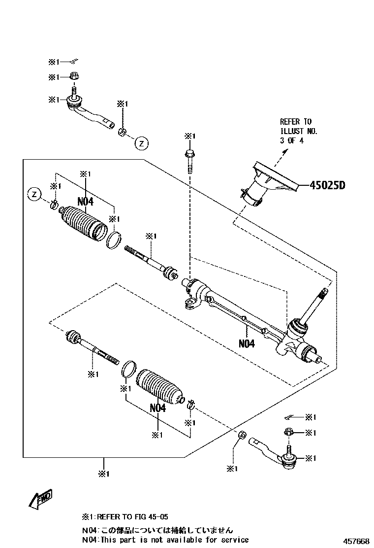 Toyota YARIS Steering Column & Shaft EPC diagram — 457668