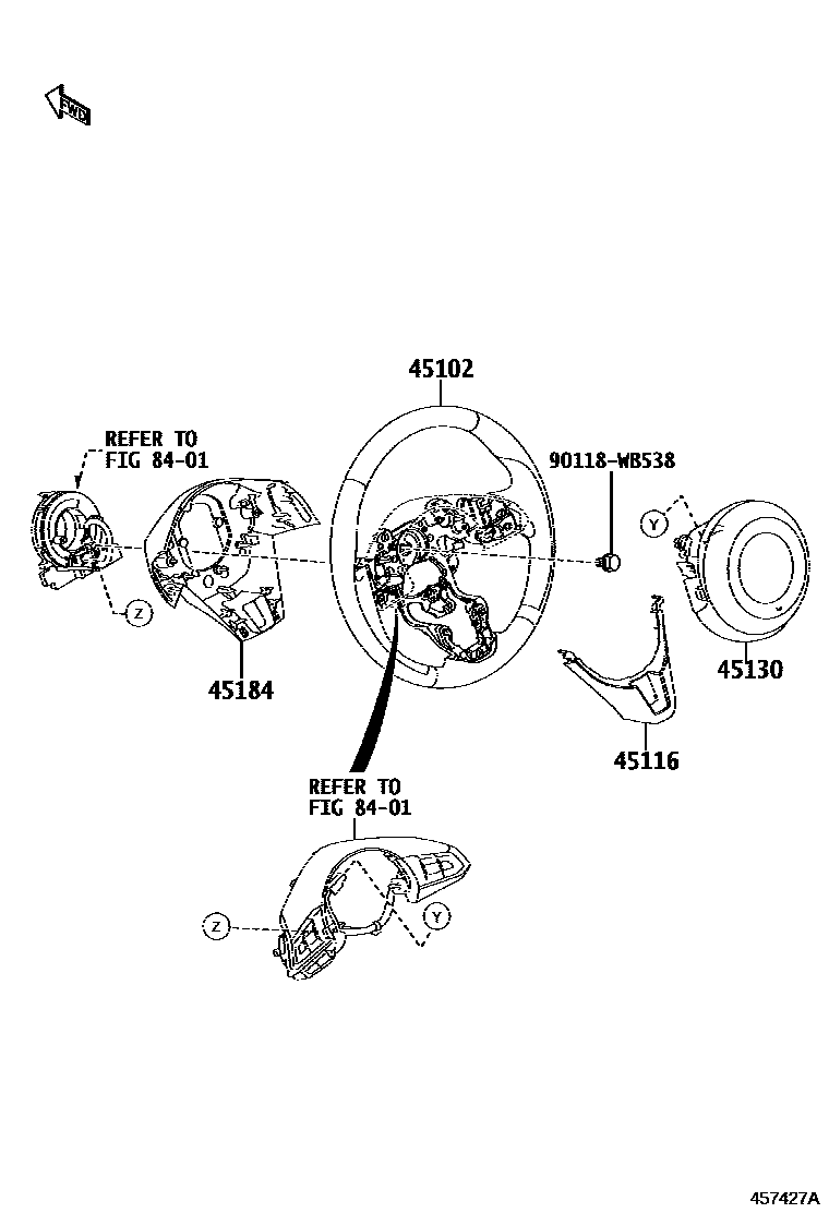 Toyota YARIS Steering Wheel EPC diagram — 457427A